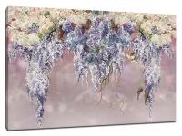 Картина Уютная стена "Пышные ветви цветов на розовой стене" 100х60 см