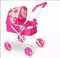 Большая прогулочная коляска для куклы, металлическая, с козырьком и люлькой, игрушки для девочки. FL8155-2