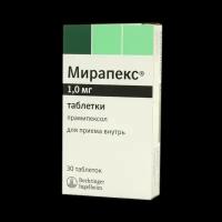 Мирапекс таблетки 1 мг 30 шт