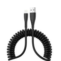 Витой USB кабель 8 pin длина пружины 30-100 см для iPhone / iPad (Silver)