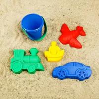 Игрушки для песочницы Соломон,Соломон Набор для игры в песке, 4 формочки, ведро, цвета микс