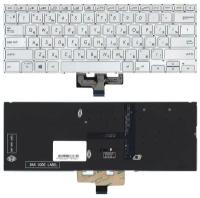 Клавиатура для ноутбука Asus ZenBook 14 UX434 серебристая с подсветкой