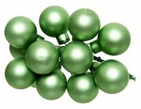 Гроздь стеклянных матовых шариков на проволоке, 12 шаров по 25 мм, цвет: зеленый луговой, Kaemingk