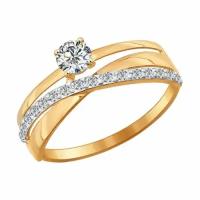 Золотое кольцо Diamant online 117594 с фианитом, Золото 585°, 17
