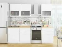 Кухонный гарнитур кухня прямая Валерия-М-01 2140*1800*600 Белый металлик