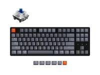 Клавиатура механическая беспроводная Keychron K8, Bluetooth, RGB, Gateron Blue Switch, Черный/Серый K8J2