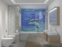 Панно из стеклянной мозаики "Любопытный дельфин", высота 1700мм, длина 2000 мм