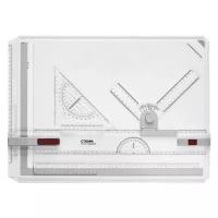 Доска для черчения А3 "", рейсшина, треугольник, набор уголков, с зажимом