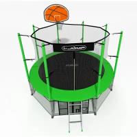 Батут i-JUMP Classic Basket 10ft с нижней сетью и лестницей (green)