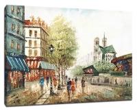 Картина Уютная стена "Улочка Европейского города маслом" 90х60 см