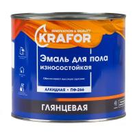 Эмаль ПФ-266 для пола Krafor, алкидная, глянцевая, 1,9 кг, золотистая