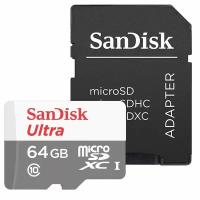 Карта памяти MicroSD 64GB SanDisk Ultra UHS-I+SD адаптер