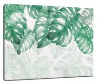 Картина Уютная стена "Роскошные акварельные листья монстеры" 80х60 см