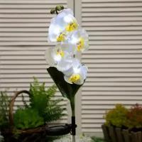 Садовый светильник на солнечной батарее "Белая орхидея", 74 см, 5 LED, свечение белое