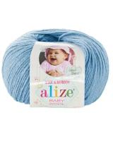 Пряжа Alize baby wool - 6 шт, 350 св.голубой, 175 м/50г, 40% шерсть, 20% бамбук, 40% акрил /Ализе беби вул/