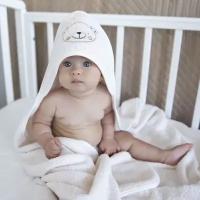 Полотенце махровое детское с капюшоном 110х110см+ полотенце 30х70 см+ варежка / с уголком для новорожденных, для бассейна