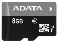 Карта памяти Micro SDHC 8Gb Class 10 UHS-I A-Data AUSDH8GUICL10-RA1 + адаптер SD