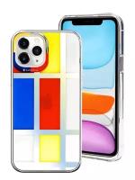 Чехол-накладка SwitchEasy Artist для смартфона iPhone 12/12 Pro, Поликарбонат/полиуретан, Mondrian, Разноцветный/Прозрачный GS-103-122-208-129