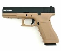 Пистолет пневм. KJW GLOCK G17 CO2, мет. слайд, TAN