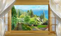 Фотообои Окно с видом на лесную аллею 275x459 (ВхШ), бесшовные, флизелиновые, MasterFresok арт 6-126