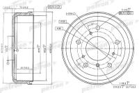 PATRON PDR1190 Барабан тормозной задн VW: LT 28 I автобус 75-96, LT 28-35 I c бортовой платформой 75-96, LT 28-35 I фургон 75-96, LT 40-55 I c бортовой платформ
