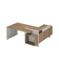 Стол руководителя с тумбой левый Wood&Stone СФ-531221 Дуб Чарльстон/Бетон Чикаго 1800х1798х840