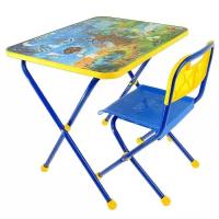 Набор детской мебели "Познайка. Хочу все знать!", в комплекте складной стол и пластиковый стул со спинкой, в детскую комнату