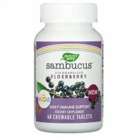 Nature&#x27;s Way, Sambucus, стандартизированная бузина для детей, 40 жевательных таблеток