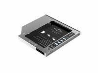 Переходник Optibay ORICO M95SS-SV для установки в ноутбук/моноблок SSD/HDD SATA вместо DVD-привода (9mm), Серебристый ORICO-M95SS-SV