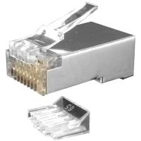 Разъем Hyperline PLUG-8P8C-UV-C6-SH-100 RJ-45(8P8C) под витую пару, категория 6, экранированный, универсальный, со вставкой (100 шт) (PLUG-8P8C-UV-C6-SH-100)