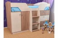 Кровать чердак детская "Лимбо" с ящиками, шкафом, выдвижным столиком, лестницей