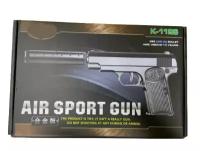 Металлический игрушечный пистолет с глушителем Air Sport Gun