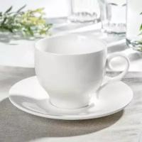 Wilmax England Чайная пара фарфоровая Wilmax, 2 предмета: чашка 330 мл, блюдце d=15,6 см, цвет белый