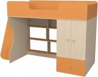 Кровать чердак Капризун 10 Р446 со шкафом оранжевый