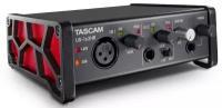 Tascam US-1x2HR - USB аудио интерфейс, 24 бит/192 кГц, XLR микр. вход, питание +48 В, 1/4" TRS лин./инстр. вход, RCA стерео вход/выход, 1/4" стерео выход на наушники, USB 2.0 Type-C (питание), microUSB, совместимость Win/MacOS X