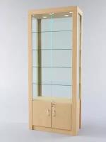 Витрина "модерн" №8 (с дверками, задняя стенка - стекло), Бук Бавария 90 x 45 x 210 см