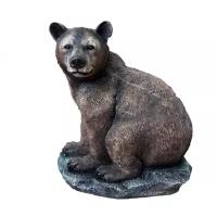Садовая фигура Медведь сидячий на камне 55*50