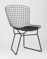 Стул Stool Group Стул Стул обеденный Bertoia черный с черной подушкой, для кухни столовой гостиной дома без подлокотников со спинкой 83см. 53см. 56см. металл экокожа