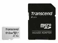 Карта памяти 512Gb - Transcend 300S Micro Secure Digital XC Class 10 UHS-I TS512GUSD300S-A с переходником под SD