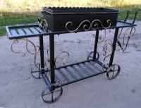 Мангал кованый с дровницей, с столиком, на колесах, 3 мм, для дачи и дома, ручная работа 160 см
