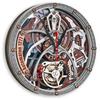 Часы настенные Автоматон 1277 Белые с Серым с вращающимися шестеренками WOODANDROOT