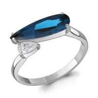 Серебряное кольцо Aquamarine А65008293 с фианитом и Лондон топазом, Серебро 925°, размер 17,5