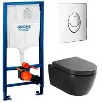 Инсталляция Grohe Rapid SL 38721001 + унитаз SSWW CT2037 black с сиденьем