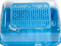 Клетка-террариум Зооэкспресс, для грызунов с пласт. дверкой и компл., 40х27х18, средний, голубой