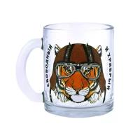 Кружка ОСЗ чайная, "Активные тигры", Храбрый, 320 мл, стекло (299646)