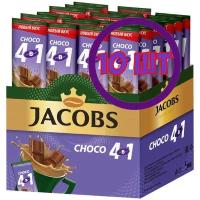 Напиток кофейный растворимый в стиках Jacobs 4 в 1 "CHOCO" 13,5г х 24 шт (комплект 10 шт.) 1770909