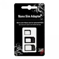 Переходник Sim - Nano Sim - Micro Sim (восстановитель Sim) Черный