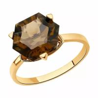 Золотое кольцо Diamant online 264769 с раухтопазом, Золото 585°, 19,5