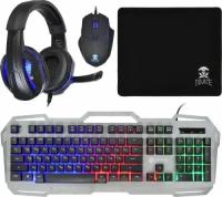 Комплект проводной клавиатура + мышь + гарнитура + коврик Oklick HS-HKM300G (1103554) RGB черно-белый