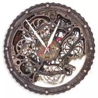 Часы Настенные Автоматон Bite 1682 Circle Винтажная Медь с вращающимися шестеренками